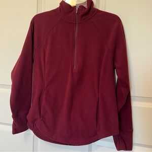 Petite Medium Maroon Fleece half zip Pullover w/ front pocket activewear